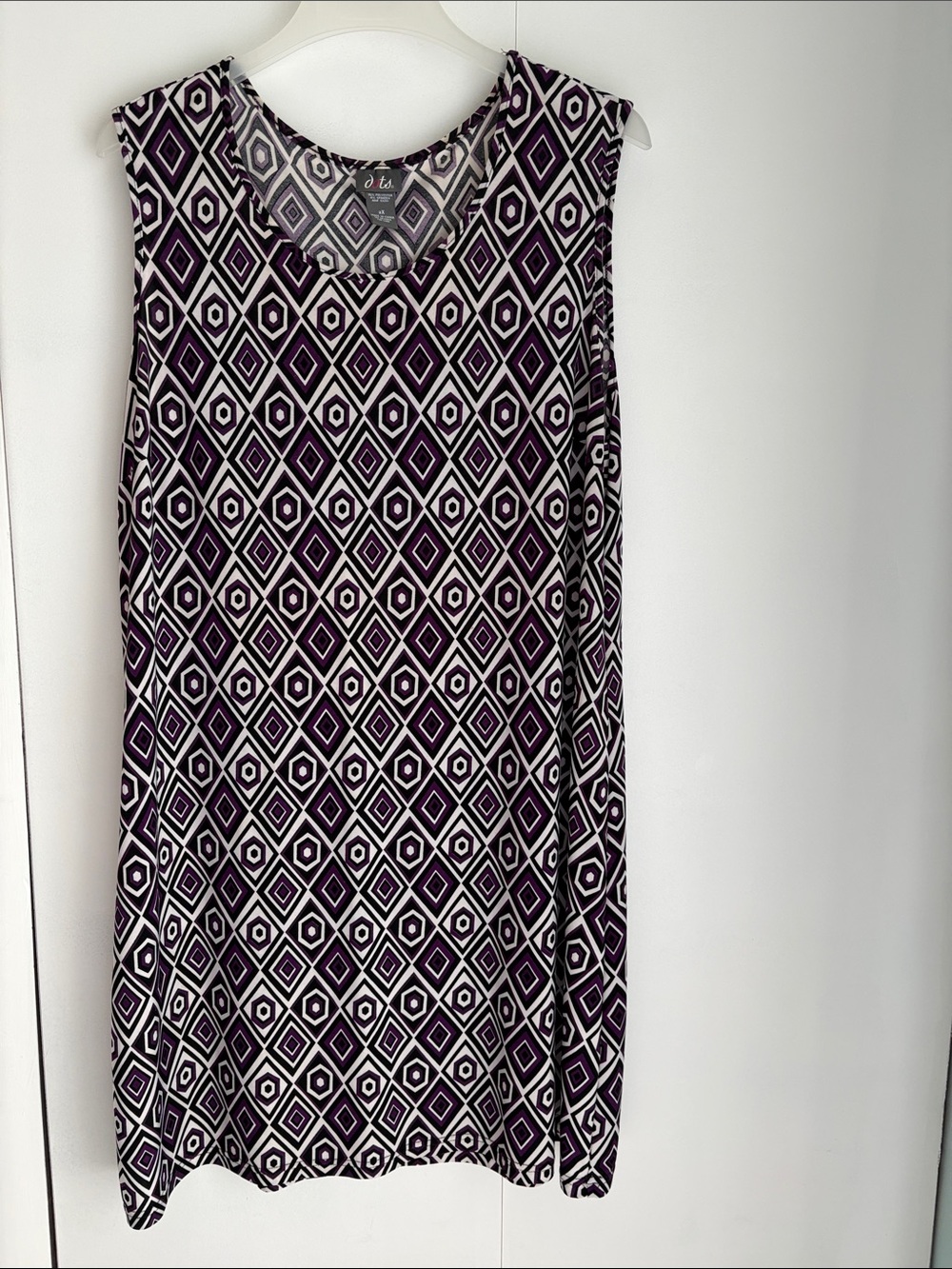 Dots Black, White & Purple Geometric Midi Dress